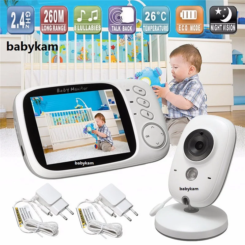 

Babykam Baby Monitor VB603 Video Nanny 3.2 inch TFT LCD IR Night Vision 2 way Talk 8 Lullabies Temperature Monitor Radio Nanny