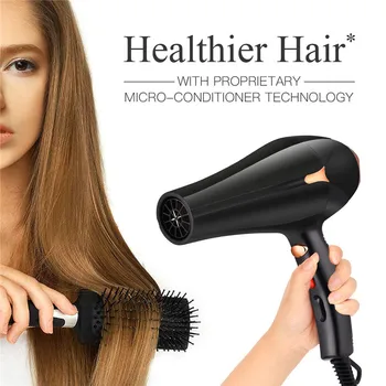 

2200W Professional Hair Dryer Blue light Anion Blow Dryer Fast Styling Ionic Hairdryer 2 Speeds with 2 Nozzle Salon Home Use 35