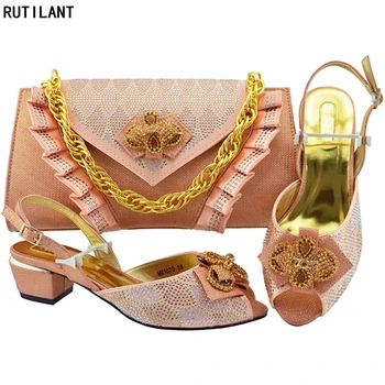 

New Fashion Italian Shoes with Matching Bags for Wedding Italy Shoes and Bag Sets for Nigeria Party Bag and Shoes Sets 2018