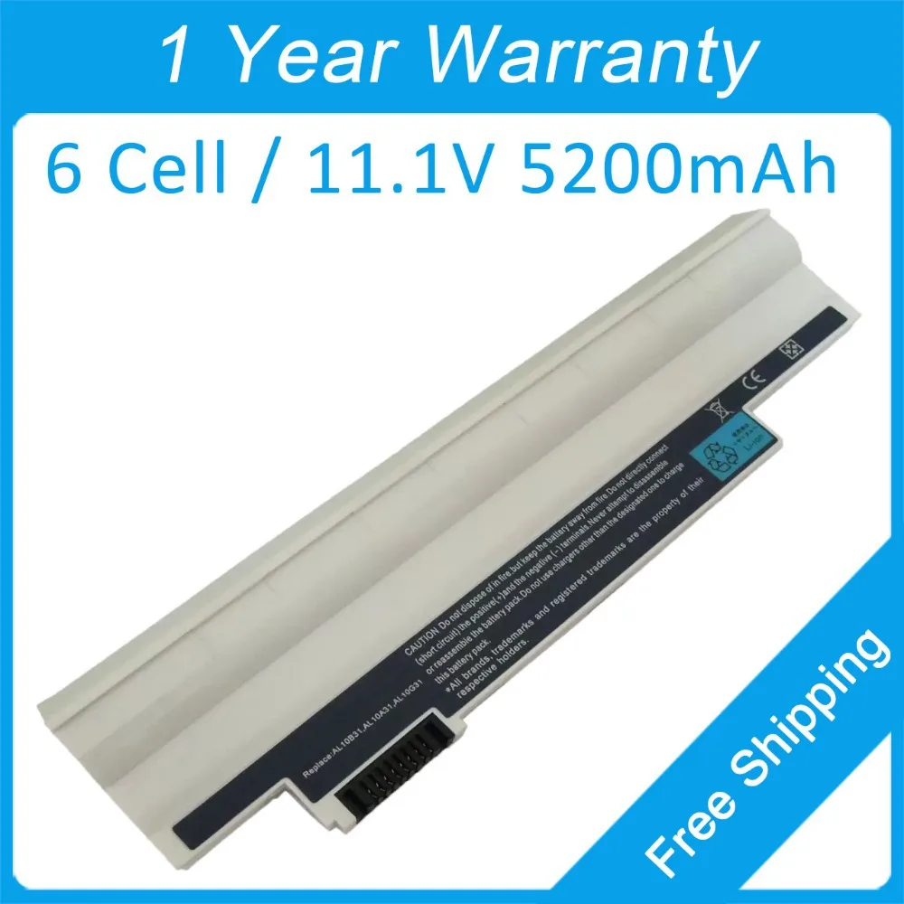 Новый Белый Аккумулятор для ноутбука acer Aspire One happy 5200 360 522 D255 D257 AL10A31 BT.00603.114 AK.003BT.071