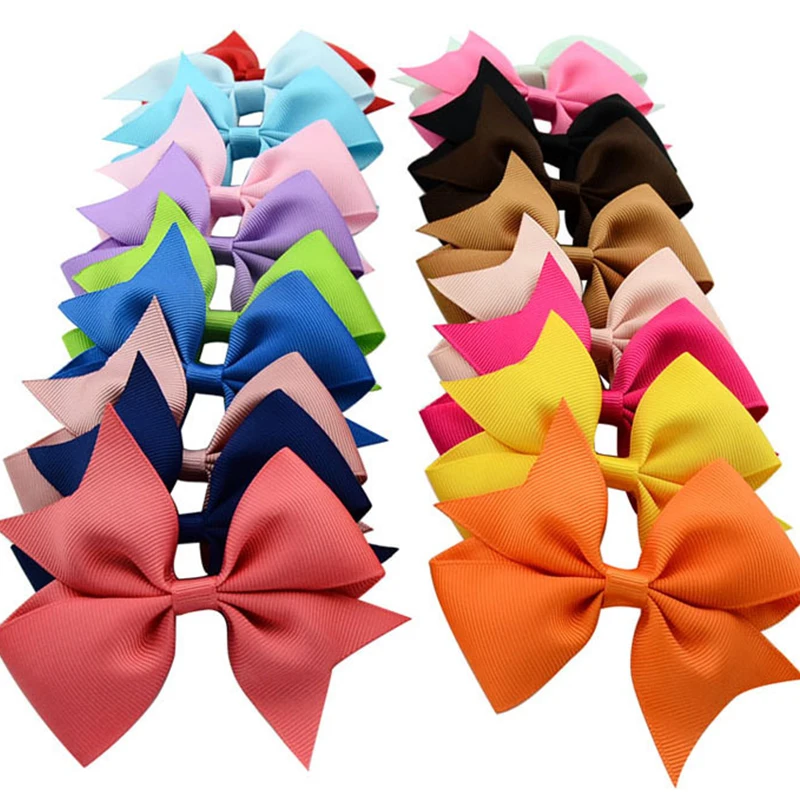 20pcs 3.5Inches Kids Ribbon Bows WITH Clip Girls' Boutique PinWheel ...