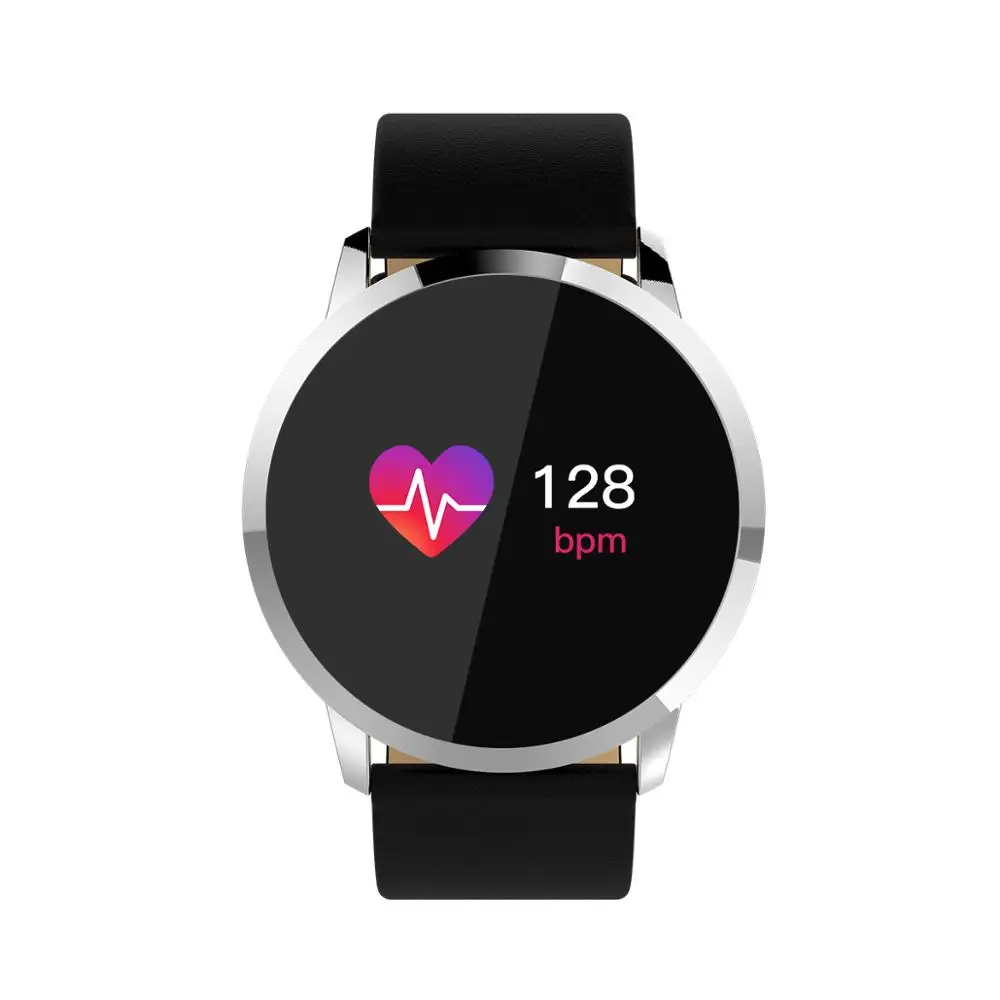 Q8 розовые расширенные Смарт-часы фитнес-трекер умные часы мужские модные монитор сердечного ритма для Android iOS - Цвет: silver leather