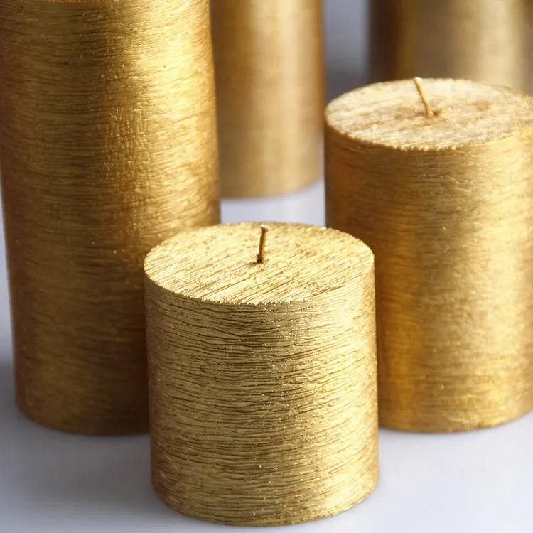 3 Pcs Lot Creative Elegant Gold Pillar Candle Wax 3 Pcs Lot Creative Elegant Gold Pillar Candle Wax Decorative Art Wedding Party Birthday Supply In Candles From Home Garden On