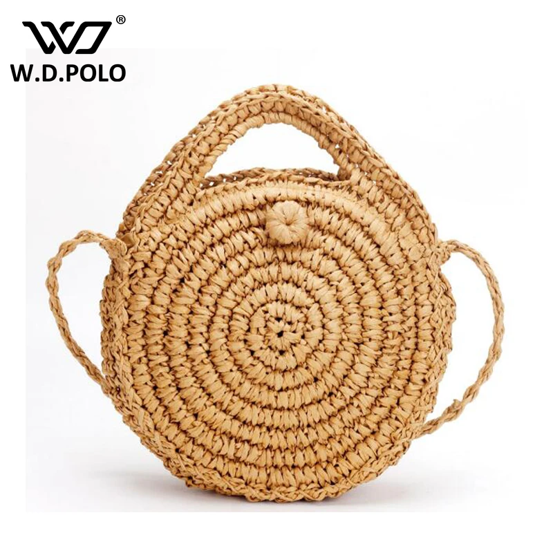 

Round Straw Bags Women Summer Rattan Bag Handmade Woven Beach Cross Body Bag Circle Bohemia Handbag