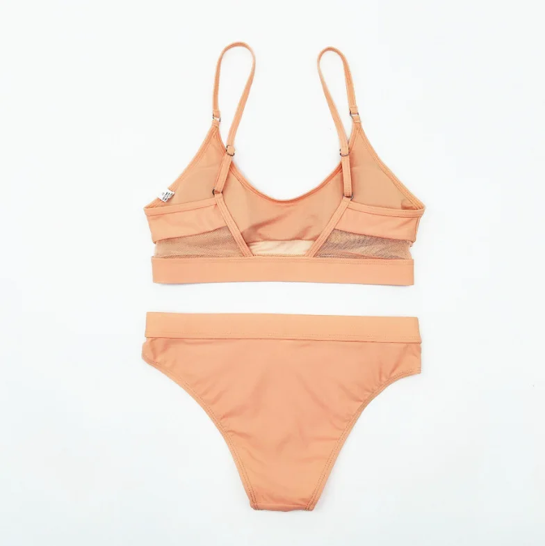 Южная перо Сращивание Mesh Sheer Push Up комплект бикини купальники пикантные сетчатые бикини купальник Для женщин ванный комплект купальный пляжный костюм - Цвет: Dark Pink
