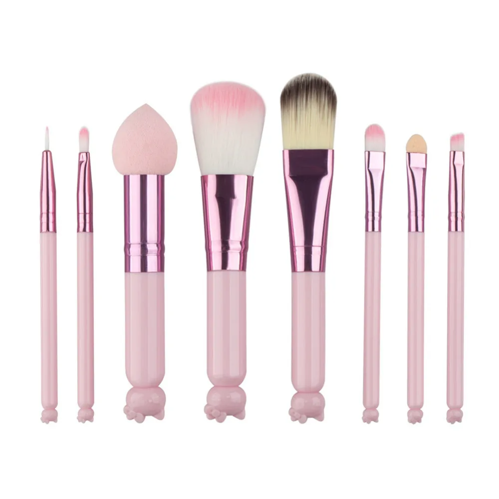 8pcs/pack pink Blending Makeup Brushes Set face Powder blush Foundation