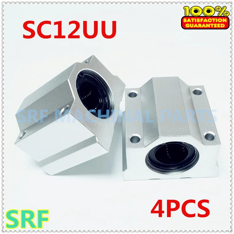 

4pcs pillow block SC12UU SCS12UU 12mm Linear motion Bearing Slide block macth use 12mm shaft Rail for CNC part