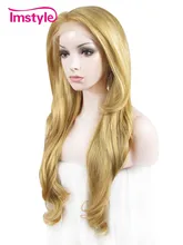 Synthetic lace front wig Imstyle Wavy Blonde color 26 inches fake hair wigs for women