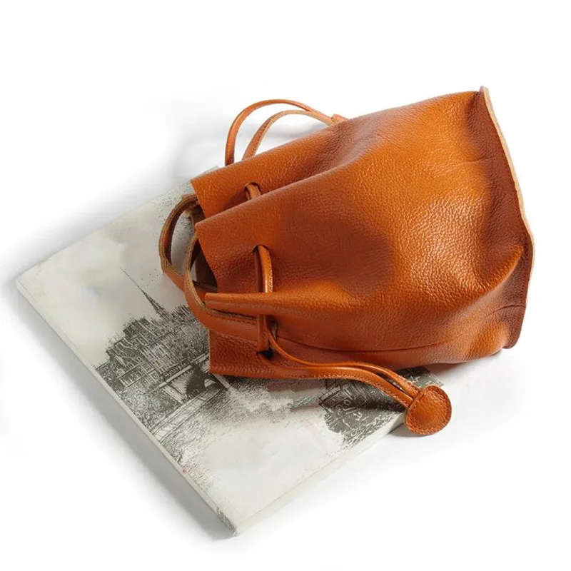 

Women High Quality Bucket Bag Women Genuine Leather Shoulder Bags Brand Designer Ladies Crossbody Purses Messenger Bags