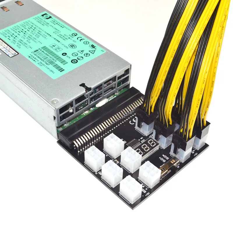 PCI-E 12 В 64Pin к 12x 6Pin Питание адаптером сервера Breakout совета черный Splitboard для hp ДПС PSU GPU Эфириума горно Miner