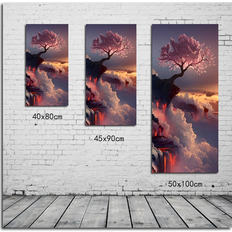 

[Large Size] Diamond Embroidery Sakura, Picture rhinestone ,Embroidery Crystal Diamond Mosaic , 5D Diamond Painting kit Scenery