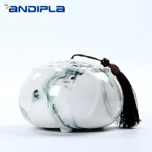 Цзиндэчжэнь из нефрита и фарфора контейнеры для чая чернильный рисунок лотоса чай керамиковая чайница чайный набор кунг-фу конфеты кофе орехи специй банка домашний декор