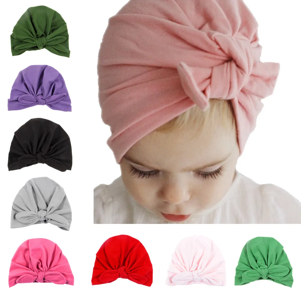 6 Pcs-A 6 Pcs Kids Baby Bohemian Turban Headbands Super Soft Cotton Cute Turban Knot Caps
