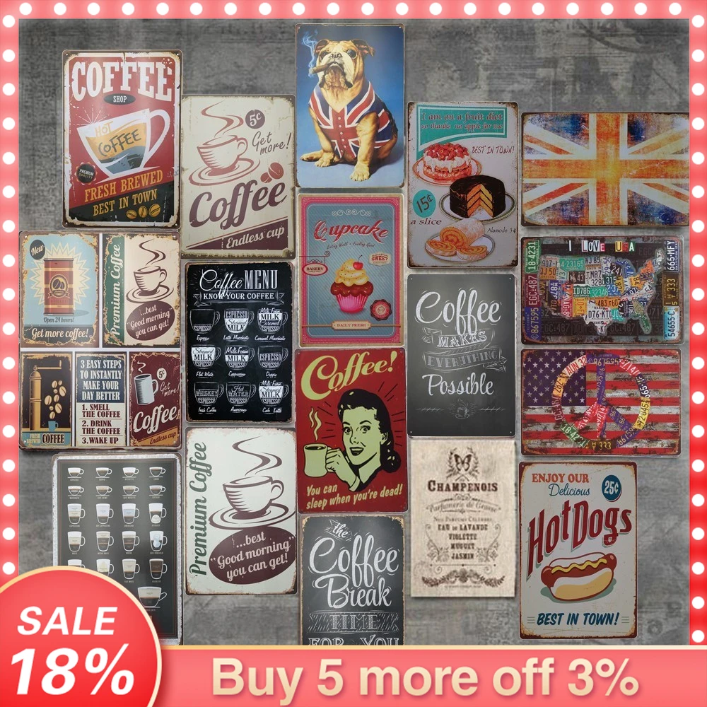 Metal Tin Sign COFFEE Art Bar Pub Home vintage style Retro Poster Cafe Decor 07 Metal Tin Sign COFFEE Art Bar Pub Home vintage style Retro Poster Cafe Decor 07