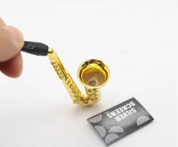

10pcs/lot Saxophone Portable Smoking pipes Metal Tobacco Fashion Small herb speaker pipe as grinder accessary for men/women