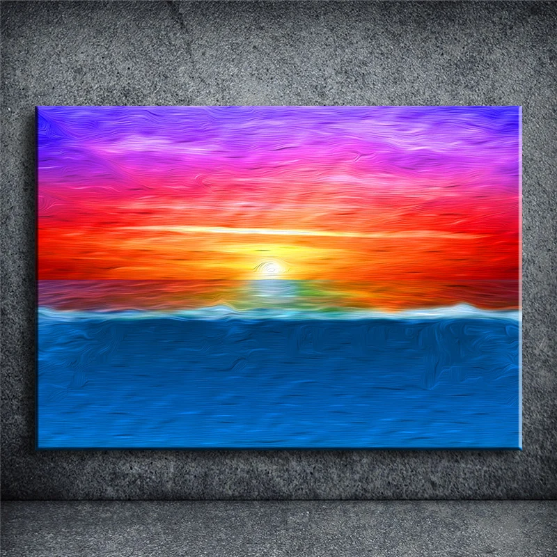 Red HD SUNRISE Abstract Oil Painting Print on Canvas Famous Europe