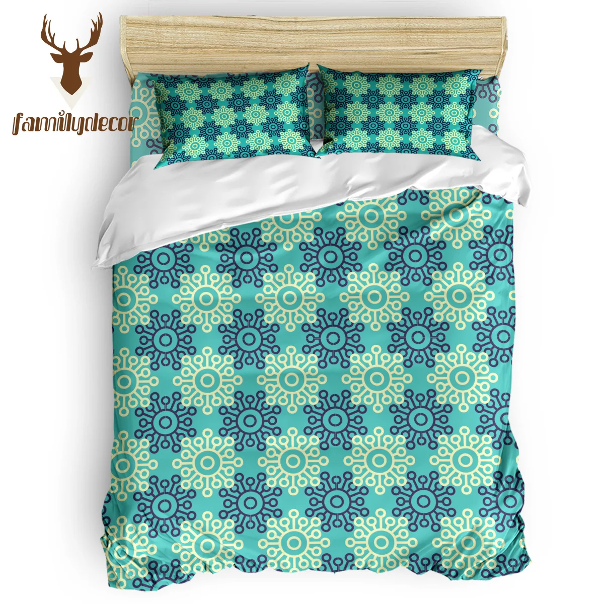 

FamilyDecor Green Color and Round Flower Bohemia Bedding Set Luxury Comforter Bedding Sets 3D King Size Red Blue Cotton DHL Free