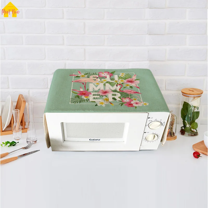 

Meet Nice Quality Cotton Linen Fabric Microwave Oven Dust Cover With Storage Bag Anti Oil Kitchen Cartoon Flamingo Hot Art Thick