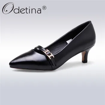 

Odetina New Fashion Women Pointed Toe Dress Pumps Square Heels Footwear Buckle Office Ladies Shoes Slip On High Heels Shoes