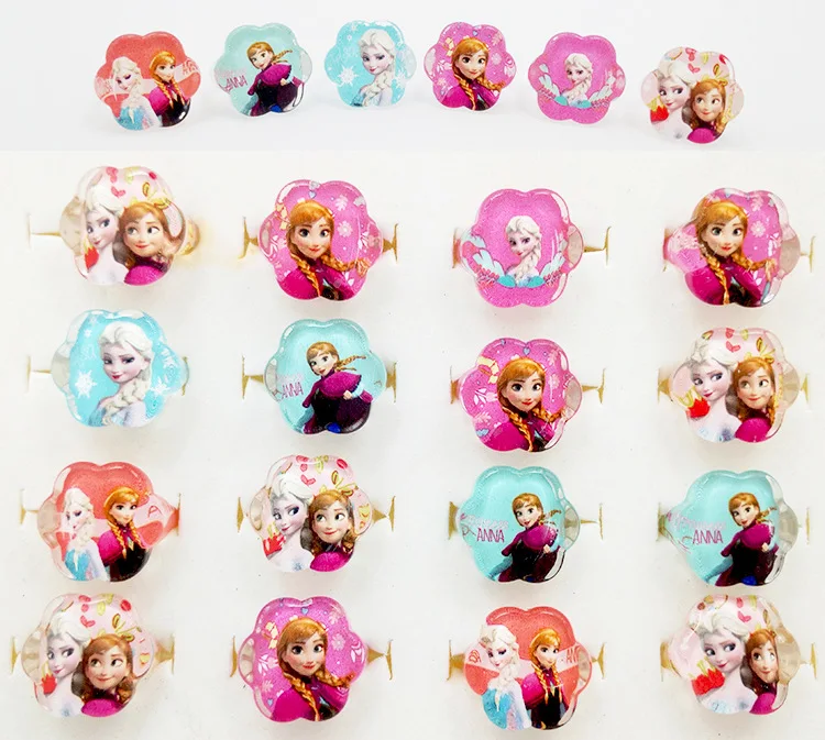 12pc/lot Frozen Princess Elsa Anna Acrylic Kids Finger Rings Party подарок Birthday Party decoracion de fiestas y eventos