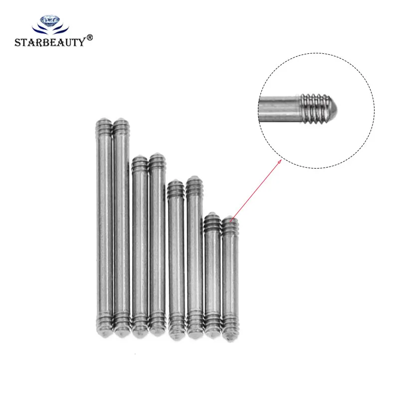 10 шт., 18 г, стальная пирсинговая прямая штанга, часть, Резьбовая головка 16 г, 14 г для губ, бровей, носа, серьги для пирсинга