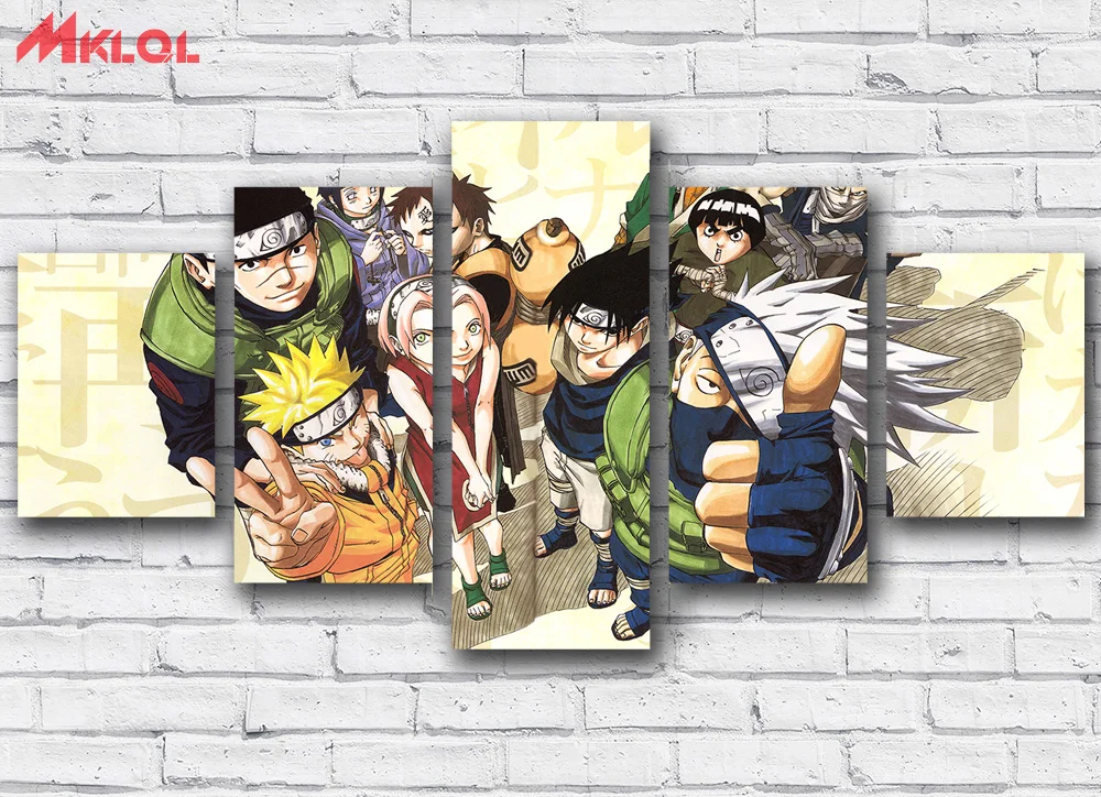 Modern 5 Piece Wall Art Canvas Japan Naruto Poster Print Hot Anime Wall