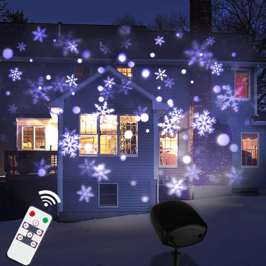 

Thrisdar Upgrade Moving Snowfall Projector Christmas Lamp With Remote Outdoor Snowflakes Projector Wedding Party Landscape Light