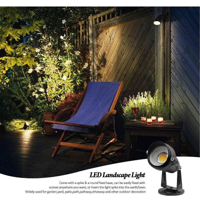 3 Вт 5 Вт наружный садовый ландшафтный светильник AC85-265V DC12V Светодиодный светильник для газона COB водонепроницаемый светильник ing светодиодный светильник садовая дорожка Точечный светильник s