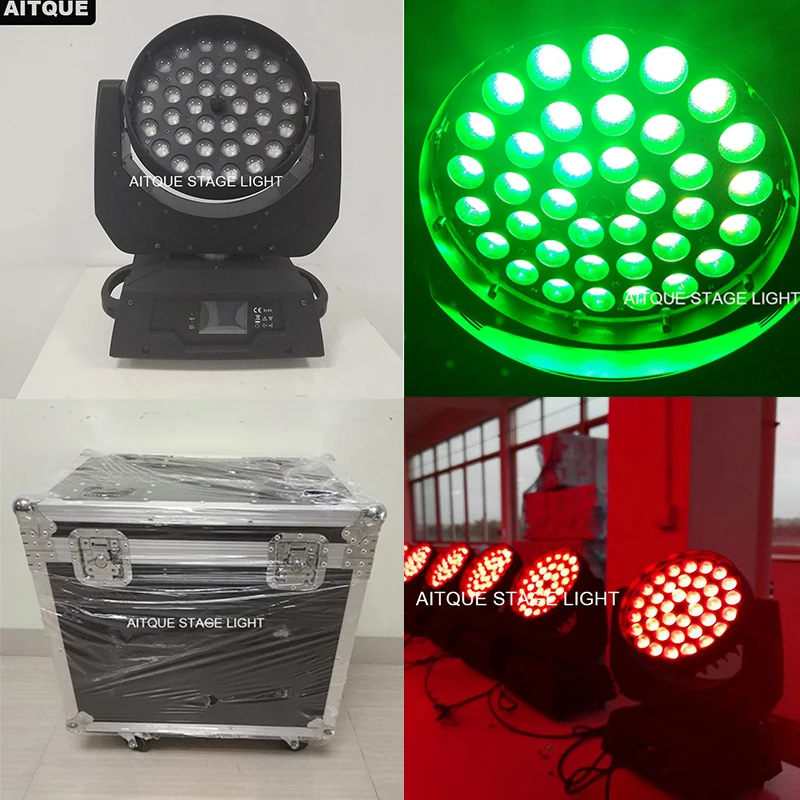 

(Flycase)Dj led light dmx controller wash zoom moving light 36x18w rgbwa uv led zoom moving head with road case