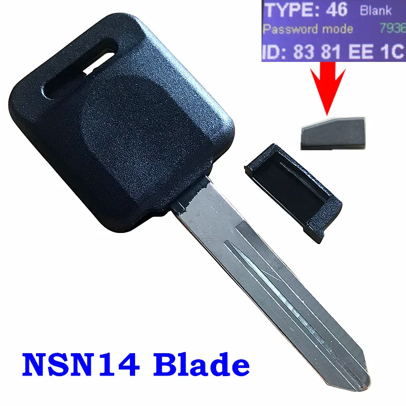 Car Uncut Blade Ignition Blank Chiped Remote Key Fit for Nissan Black Replace 