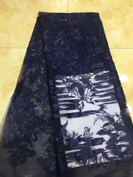 

L-975 Embroidered tulle french net fabric elegant beaded Embroidered tulle fabric