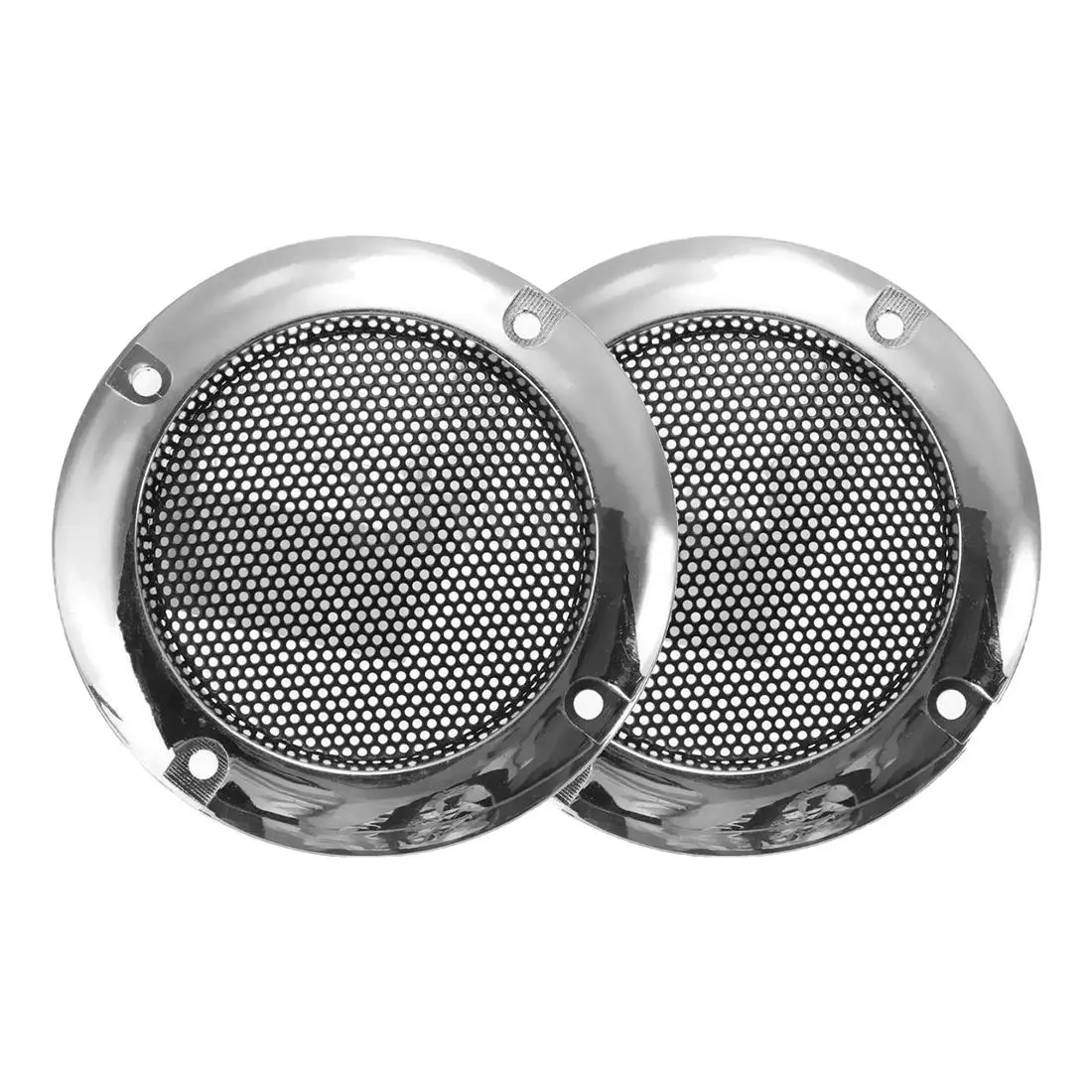 

2Pcs Silver Circle Speaker Decorative Circle With Protective Grille Mesh