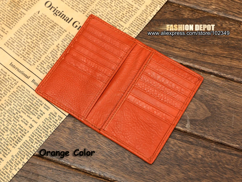 Real leather credit card holder and card wallet car case orange  (1)