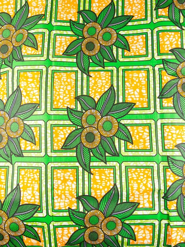 Nigerian Fabrics Real Wax Orange Green 
