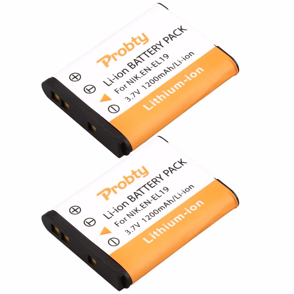 

Probty 2pcs EN-EL19 EN EL19 ENEL19 Digital Camera Battery for Nikon S2500 S100 S2600 S3100 S3200 S3300 S4100 S4200 S4300 S6600
