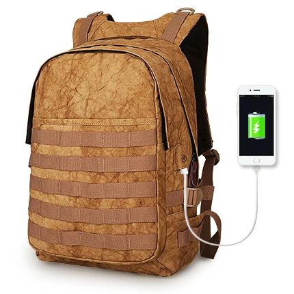 Muzee холщовый мужской рюкзак с зарядкой от usb, армейский зеленый рюкзак, Большая вместительная сумка для мужчин, 15,6 дюймов, школьные сумки - Цвет: Camo Khaki