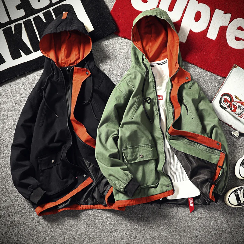 2018 Contrast color outerwear coat mens clothing streetwear male jacket men high street hoodies hip hop jackets fashion clothes 2018 Contrast color outerwear coat mens clothing streetwear male jacket men high street hoodies hip hop jackets fashion clothes