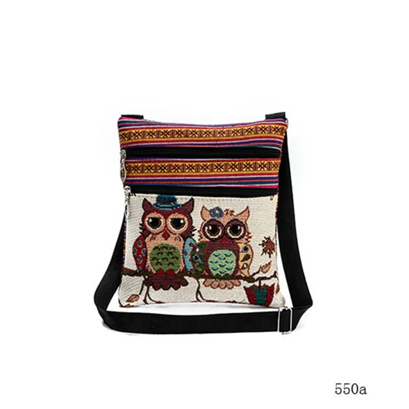 

Double Zipper Ladies Bag Owl Jacquard Woman Handbag Ultra-light Messenger Shoulder Bags Dropship