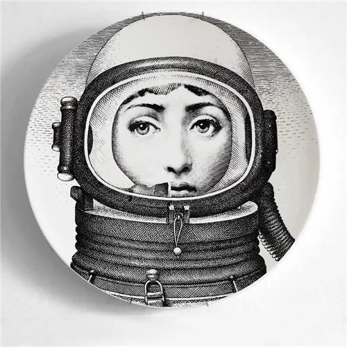 18 Европейская мода Милан rosenthal Piero fornasetti плиты черные и белые иллюстрации стены настенное блюдо домашней студии деко фон художественных промыслов - Цвет: 18