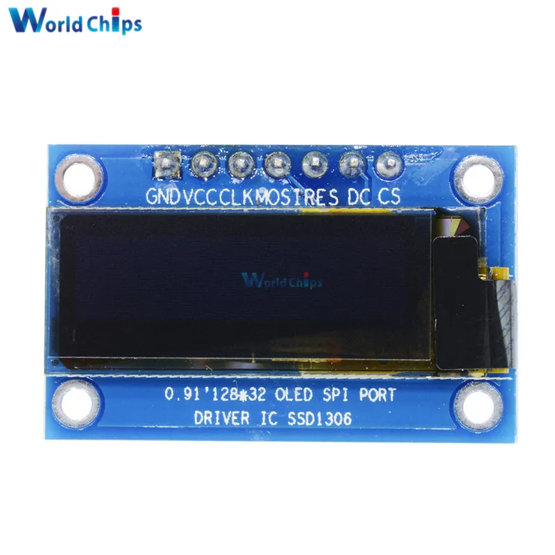 0,91 дюймов 128x32 Белый OLED ЖК-дисплей Дисплей DIY Oled модуль SSD1306 Драйвер IC для Arduino PIC SPI Порты и разъёмы DC 3,3 В-5 В