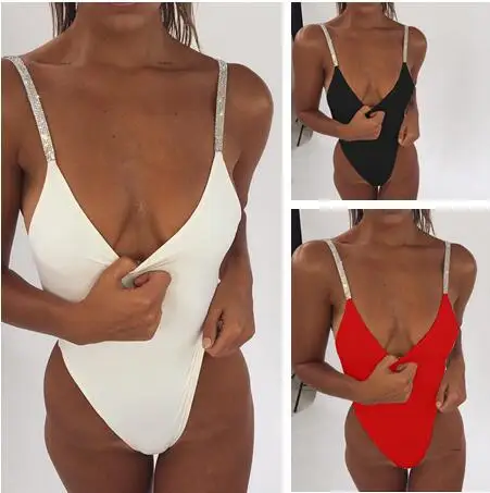 Sexy Sequin Strap Swimwear Halter Deep V Neck Swimsuit White Red Black One Piece Suits Women Monokini Bathing Suit Beach Summer
Sexy Sequin Strap Swimwear Halter Deep V Neck Swimsuit White Red Black One Piece Suits Women Monokini Bathing Suit Beach Summer