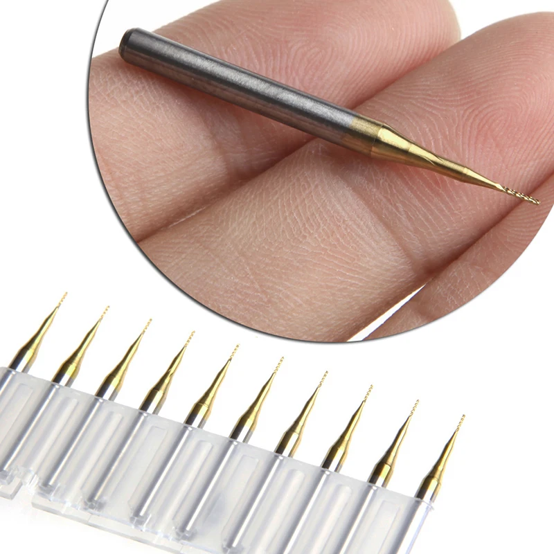 

10Pcs Titanium Coat Carbide 3.175x0.5mm End Mill Engraving Bits CNC Cutters Set