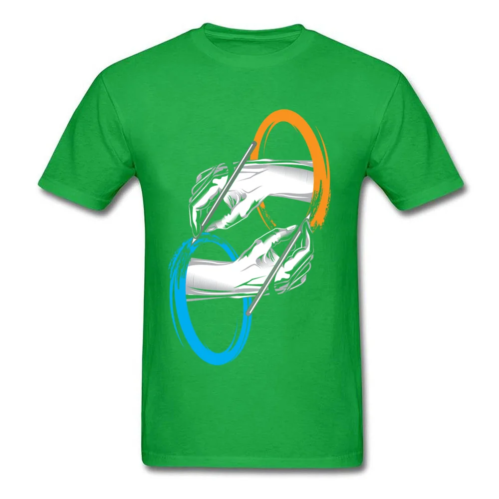 Normal T Shirt Discount O-Neck Drawing Portals All Cotton Men Tops T Shirt Hip hop Short Sleeve Tee-Shirt Top Quality Drawing Portals green