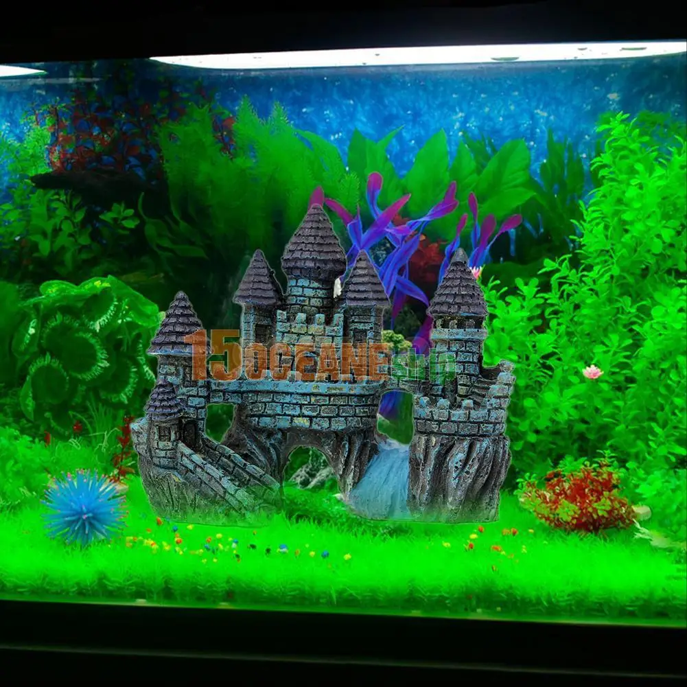 Antique River Castle Fish Tank Aquarium Landscape Underwater Ornament