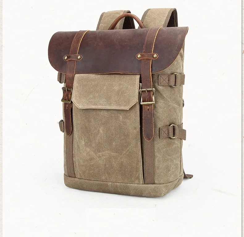 Canvas and leather DSLR Camera Backpack