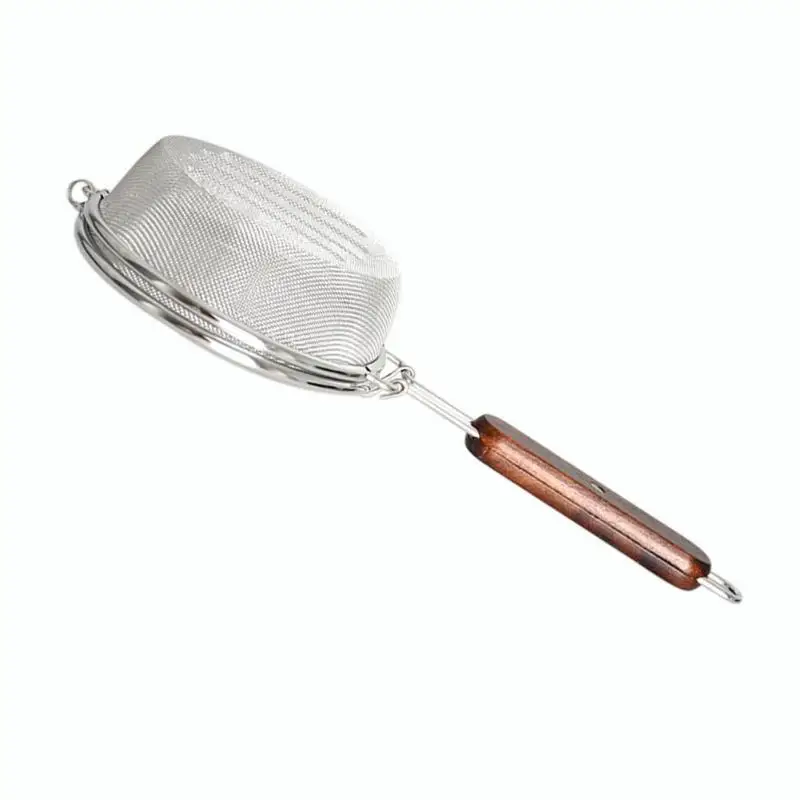 

Wood Handle Stainless Steel Wire Coffee Beans Sifter Fine Mesh Oil Strainer Flour Sieve Colanders DIY Kitchen Tools
