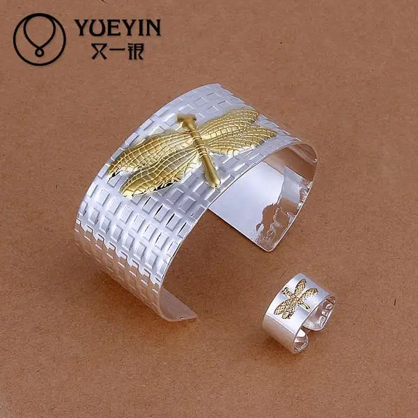 Fine Filled Gift Women’s Fine Ms. UA style Pulseras 2pcs 925 silver bracelet ring jewelry party trend bridal jewelry