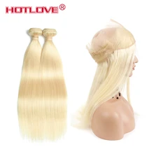Brazilian 613 Hair Weave Bundles With 360 Lace Frontal Blond Human Hair Bundles With 360 Closure Remy Hair Extension HOTLOVE