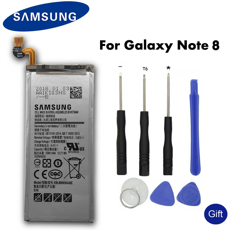 Samsung Original Phone Battery EB-BN950ABE For Samsung GALAXY Note 8 N950 N950F N9508 N9500 3300mAh Replacement Batterie + Tools Samsung Original Phone Battery EB-BN950ABE For Samsung GALAXY Note 8 N950 N950F N9508 N9500 3300mAh Replacement Batterie + Tools