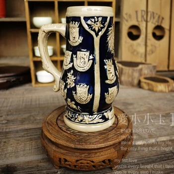 

Home Bar Craft Ceramic German Beer Mug Eagle Flag Hand Painted Mugs Embossed Pattern Coffee Cup 15*20cm